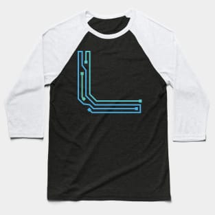 Alphabet L Circuit Typography Design Baseball T-Shirt